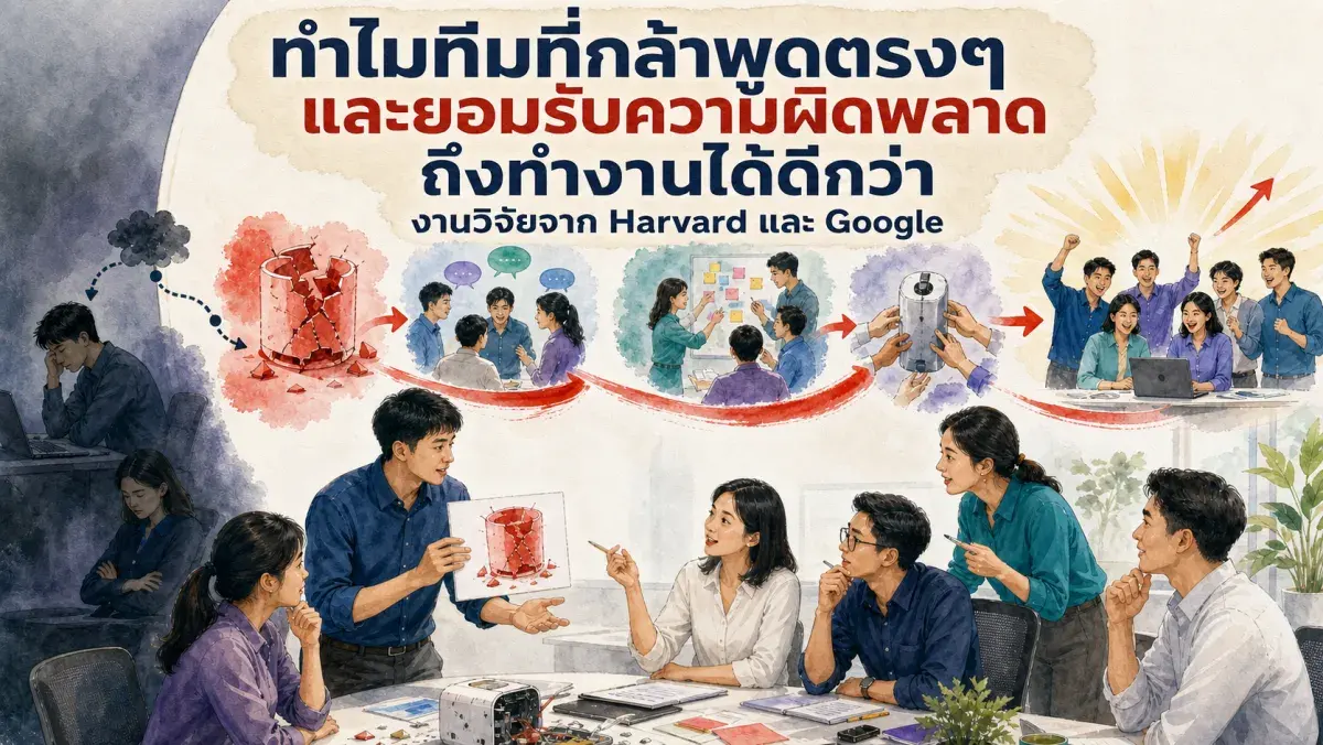 ทำไมทีมที่กล้าพูดตรงๆ และยอมรับความผิดพลาดถึงทำงานได้ดีกว่า งานวิจัยจาก Harvard และ Google